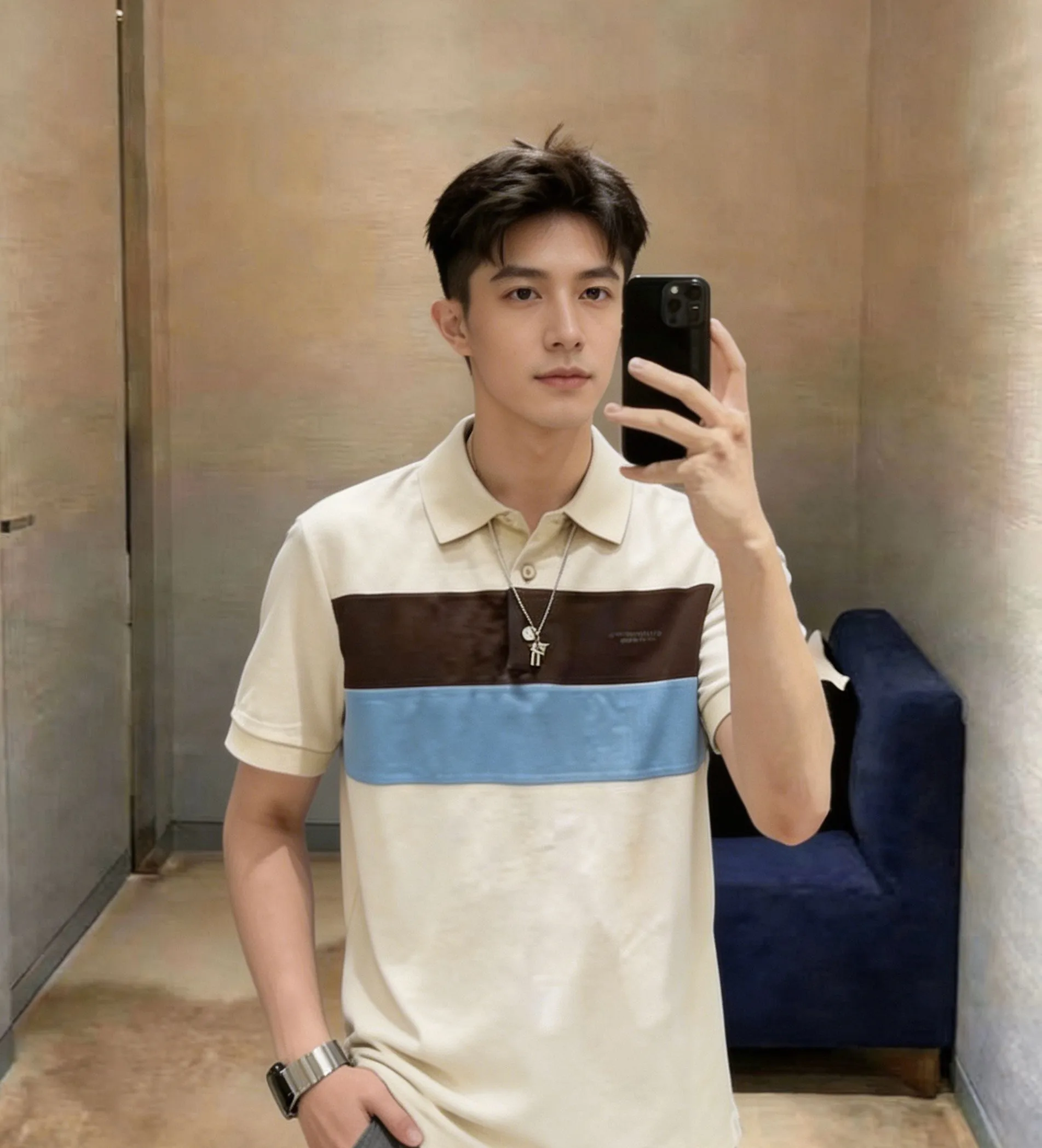 Louis Vuitton/Louis Vuitton 26ss contrast striped Polo short sleeves